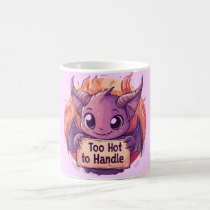 Mug Sympa démon tenant un signe "Trop chaud pour manip