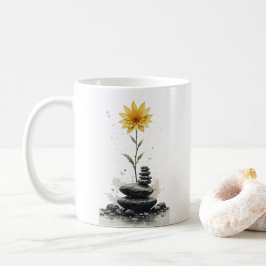 Mug Symphonie de pétales et de pierres (Avec donut)