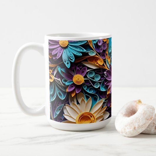 Mug Symphonie florale : papier peint (Avec donut)