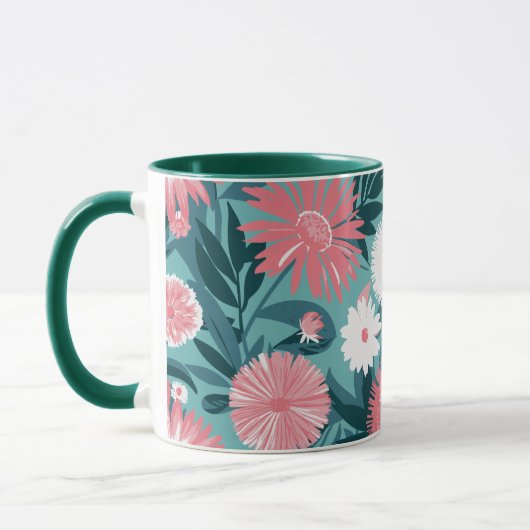 Mug Symphonie florale rose et blanc (Gauche)