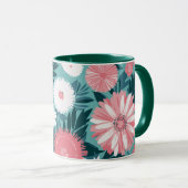 Mug Symphonie florale rose et blanc (Devant droit)