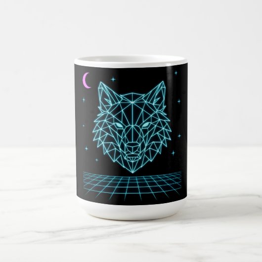 Mug Synthwave Loup Rétro - Hurleur de Nuit Néon (Centre)
