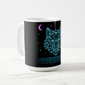 Mug Synthwave Loup Rétro - Hurleur de Nuit Néon (Devant gauche)