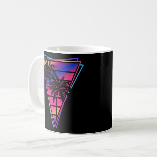 Mug Synthwave Vaporwave Triangle Palm Trees Gradient u (Devant gauche)
