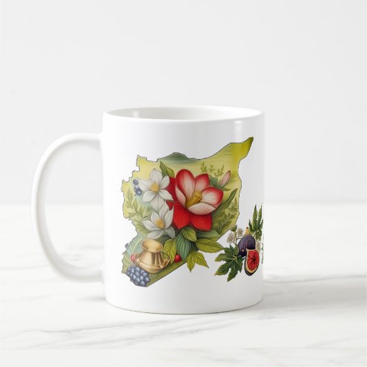 Mug Syrie (Flowers Map) Botanical arrières (en anglais (Gauche)