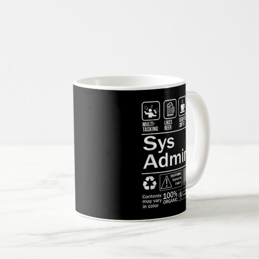 Mug System Administrator Étiquette produit Unix Linux  (Devant droit)