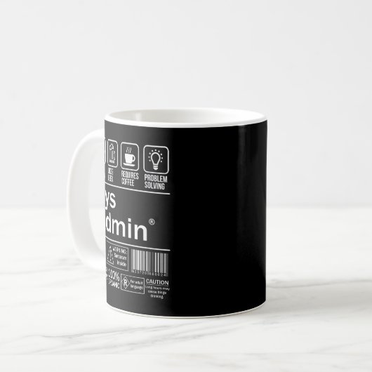 Mug System Administrator Étiquette produit Unix Linux  (Devant gauche)