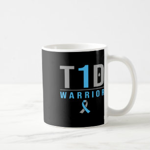 Mug T1d Guerrier Bleu Gris Ruban Type 1 Diabète Aware