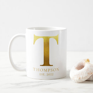 Mug T Monogrammé Métal Brossé Or