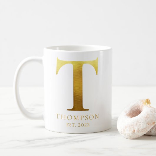 Mug T Monogrammé Métal Brossé Or (Avec donut)