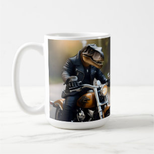 Mug T-Rex Dinosaur Bikie En Moto,