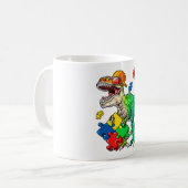 Mug T Rex Dinosaur Sensibilisation sur l'autisme Puzzl (Devant gauche)
