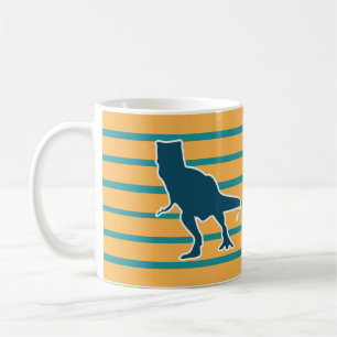 Mug T-rex dinosaure en colère jaune et bleu