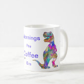 Mug T-Rex Dinosaure Psychedélique Café du Matin Drôle (Devant droit)