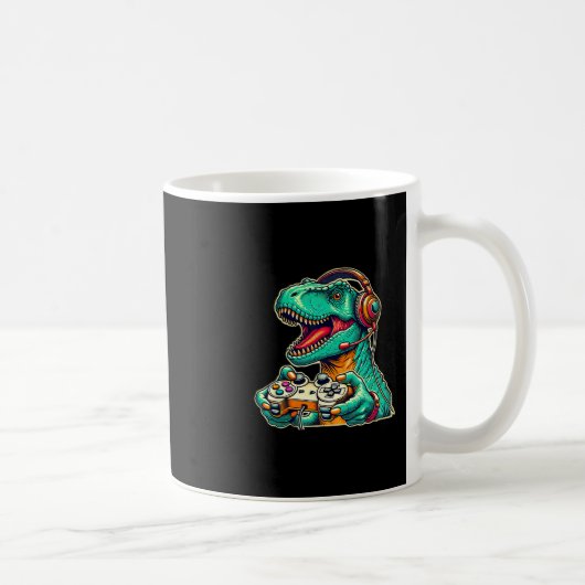 Mug T-rex jeu avec casque audio Dinosaure drôle Graphi (Droite)