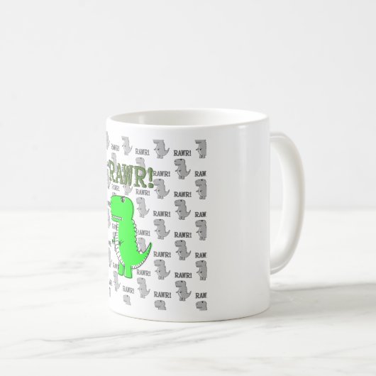 Mug T-Rex mignon et en colère avec Motif noir et blanc (Devant droit)