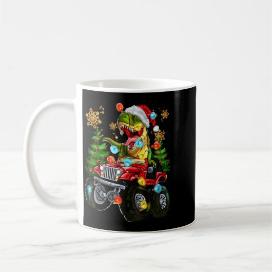 Mug T-rex Santa In Monster Truck With Christmas Trees  (Gauche)
