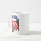 Mug T-shirt à lèvres Vampire du drapeau américain (Devant gauche)