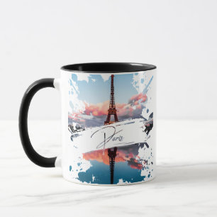 Mug T-Shirt Art Splash Aquarelle Paris Tour Eiffel