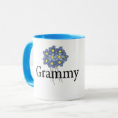Mug T-shirt assez bleu de Grammy de fleur (Devant gauche)