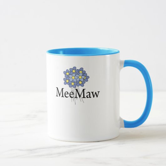 Mug T-shirt assez bleu de MeeMaw de fleur (Droite)