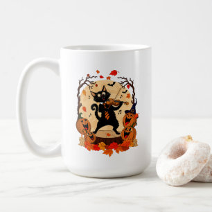 Mug T-shirt avec un chat noir mignon et effrayant joua