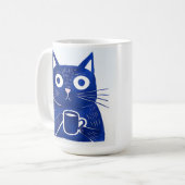 Mug T-shirt bleu chat (Devant gauche)