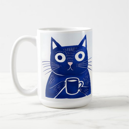 Mug T-shirt bleu chat (Gauche)