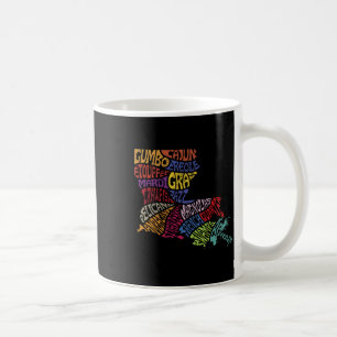 Mug T-shirt carte de l'État de Louisiane Mardi Gras Cr