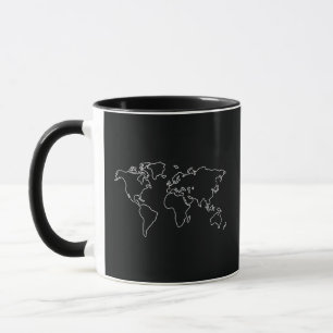 Mug T-Shirt Carte du Monde Globe Minimaliste Voyage Vo