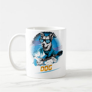 Mug T-shirt Chien Mignon Jouant de la Guitare Basse An