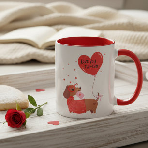 Mug T-shirt dachshund coeur rouge Love You Fur-Ever Ca