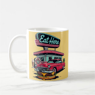 Mug T-shirt de burger de voiture classique Diner Rétro