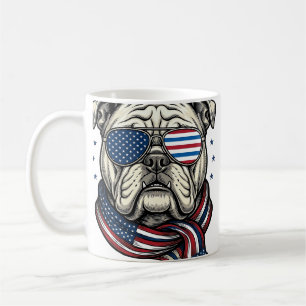 Mug T-shirt design de gravure vintage bulldog patrioti