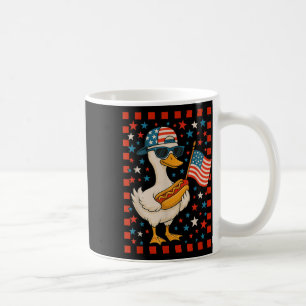 Mug T-shirt d'oie tenant un hot dog drôle du 4 juillet