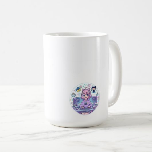 Mug T-shirt Fille Programmeuse Anime Mignonne | Python (Devant droit)