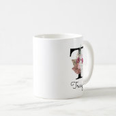Mug T-shirt floral initial rose Boho girly Monogram Pi (Devant droit)