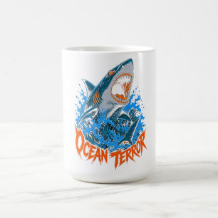 Mug T-shirt graphique pour hommes Requin Terreur Océan