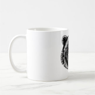 Mug T-shirt noir et blanc à tête d'ours