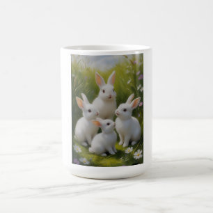 Mug T-shirt pour femmes avec des lapins blancs mignons