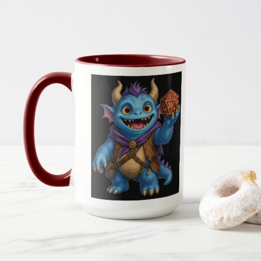 Mug T-shirt représentant un mignon monstre de fantasy (Avec donut)