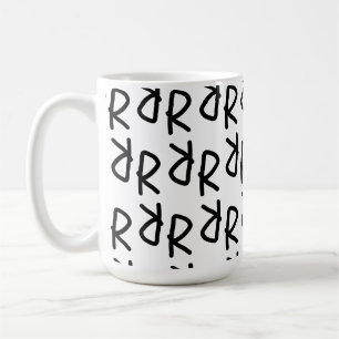 Mug T-Shirt Symétrique R Ligne Art, Doodle Minimaliste