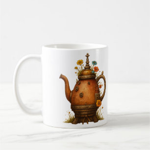 Mug T-Shirt Théière Steampunk Vintage avec Fleurs