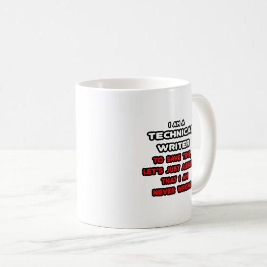 Mug T-Shirts Drôle Écrivain Technique (Devant droit)