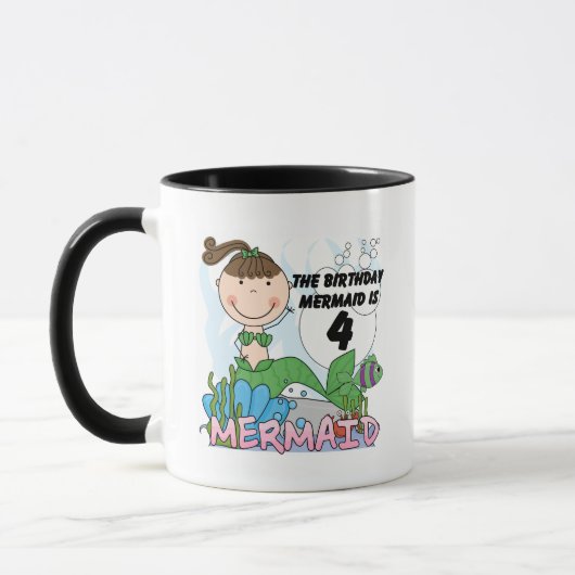 Mug T-shirts et cadeaux Mermaid 4th Birthday (Gauche)