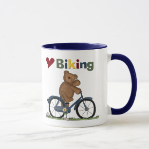 Mug T-shirts faisants du vélo et cadeaux d'amour bleu