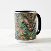 Mug Tabby Bengal Chat Floral Art (Devant droit)