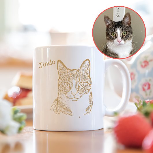 Mug Tabby Cat Dessin main personnalisé