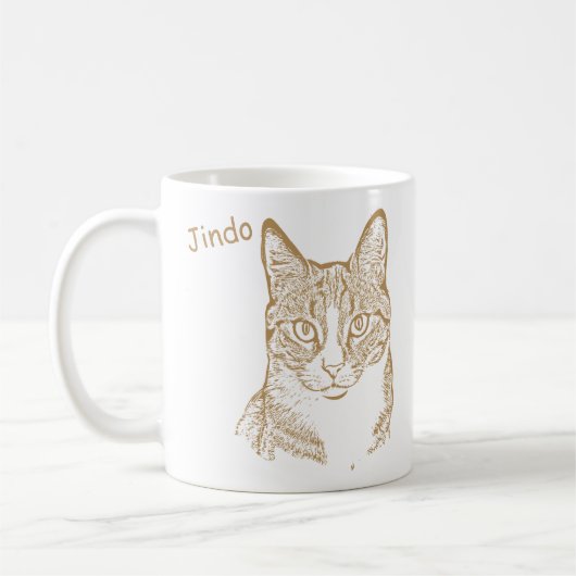 Mug Tabby Cat Dessin main personnalisé (Gauche)