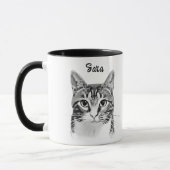Mug Tabby Cat Dessin main personnalisé (Gauche)